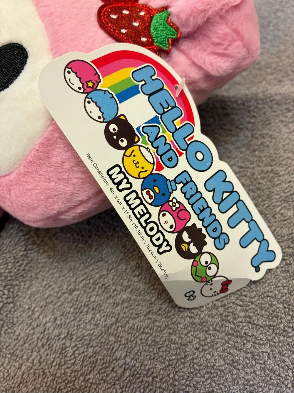 Hello Kitty My Melody Pink & White Plush with Red Heart